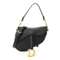 Christian Dior Grained Calfskin Saddle Bag With Strap Black