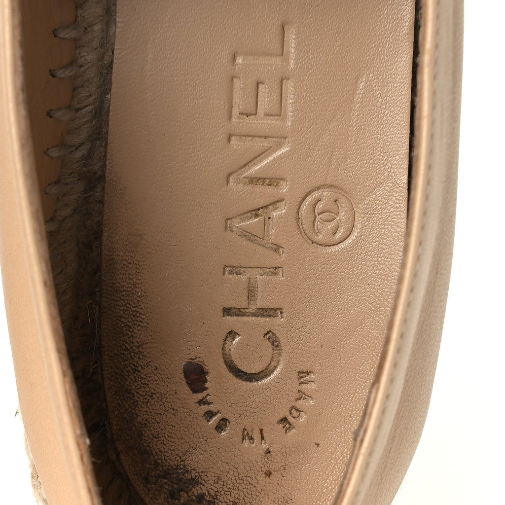 Lambskin CC Espadrilles 37 Beige Black