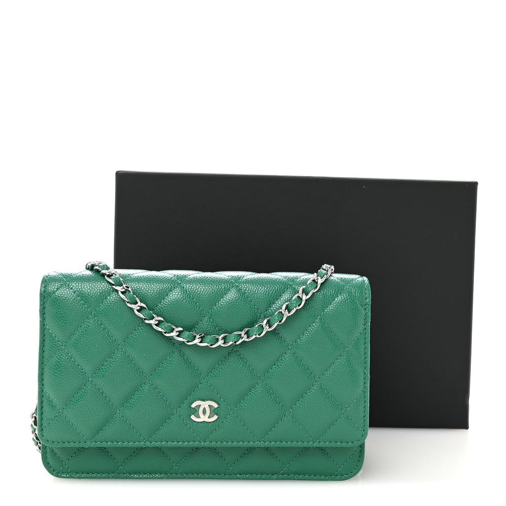 Chanel Caviar Quilted Wallet On Chain WOC Green
