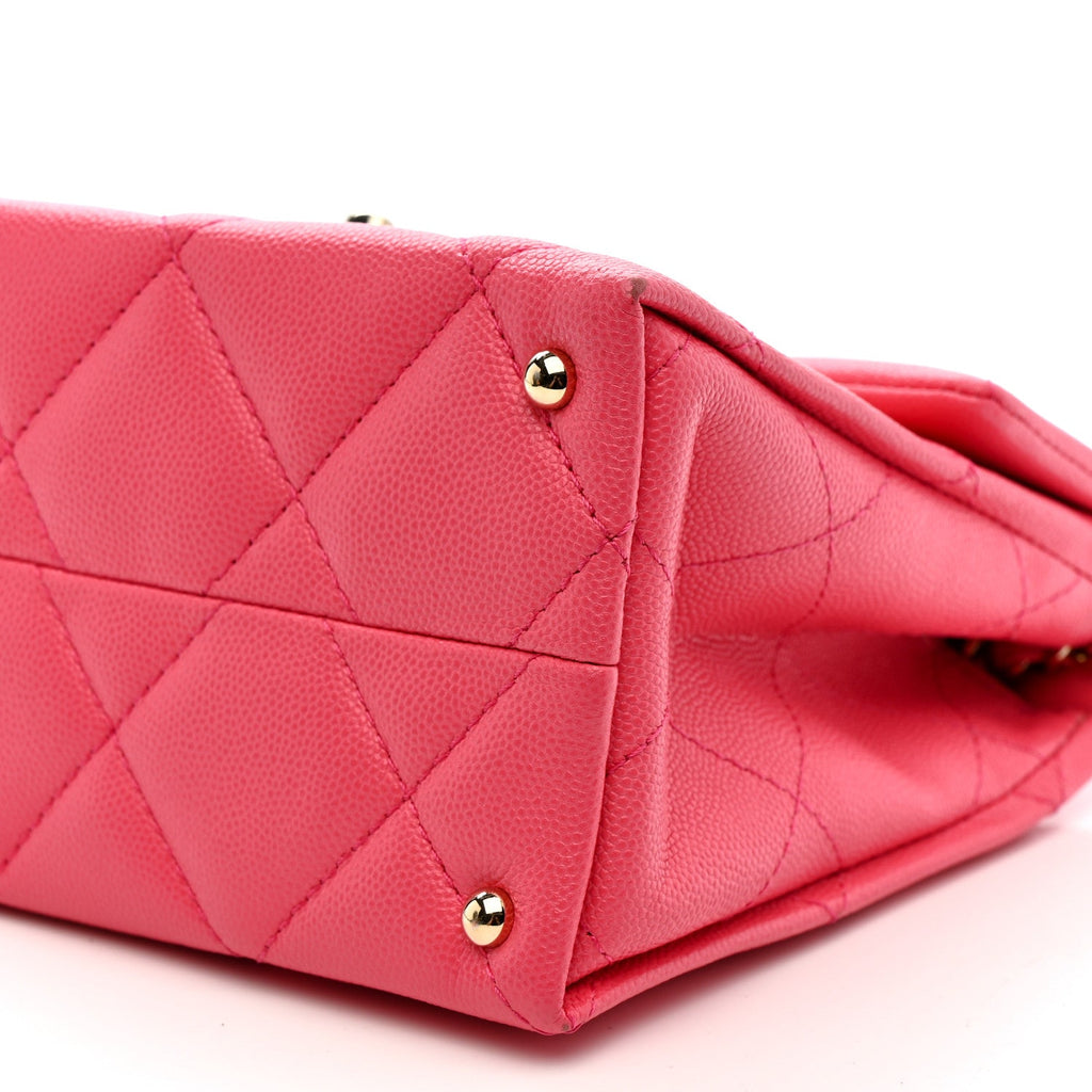 Chanel Caviar Quilted Mini Retro Twist Top Handle Flap Pink