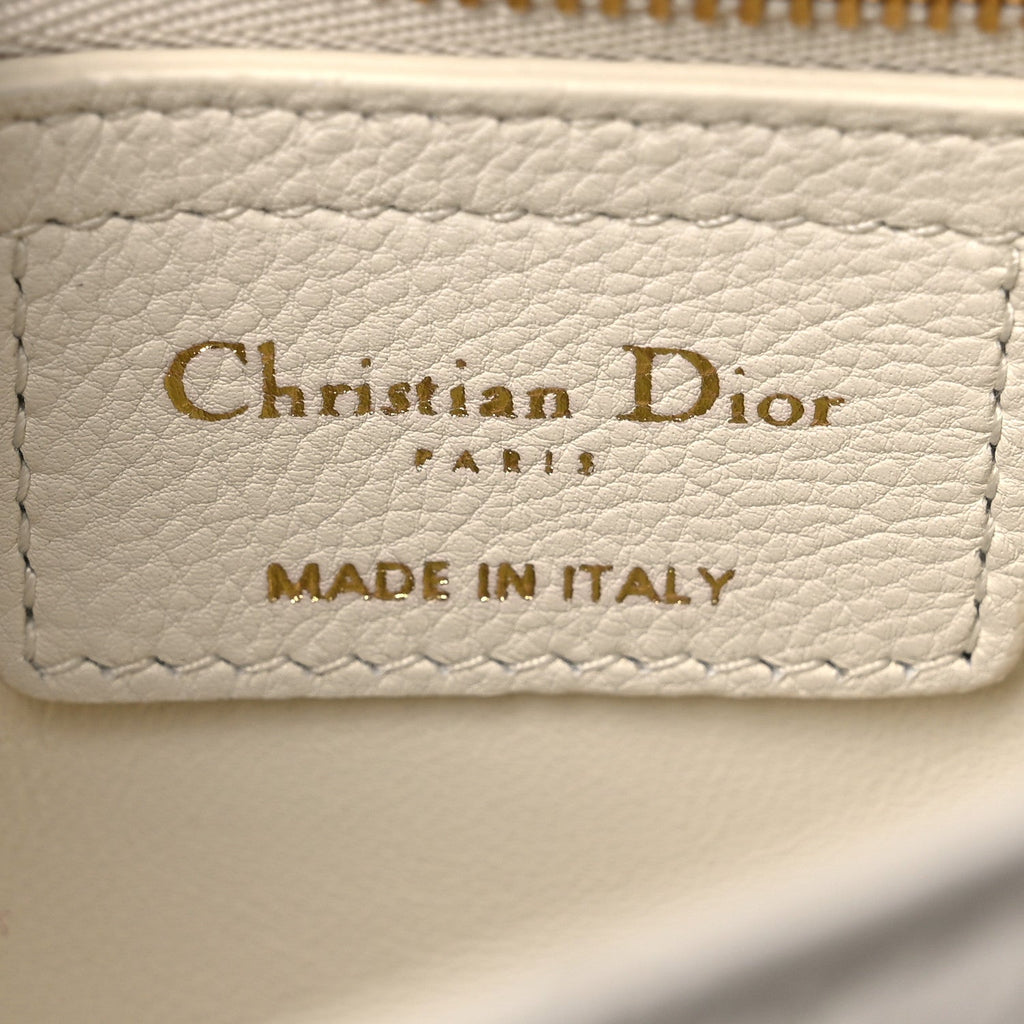 Christian Dior Lambskin Cannage Small Caro Bag Ivory