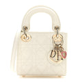 Christian Dior Calfskin Cannage Dioramour Micro Lady Dior Dior White