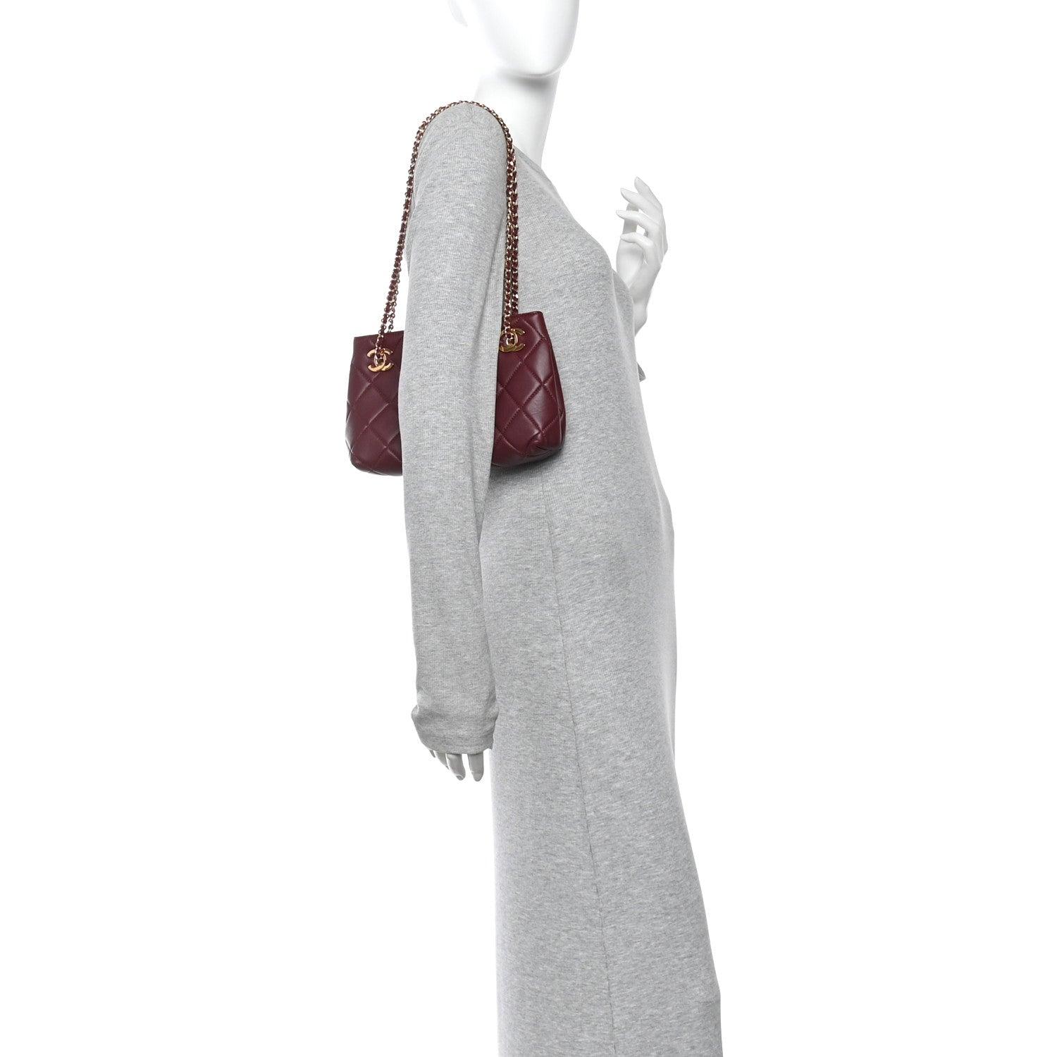 Chanel Lambskin Quilted Small Eyes On You Shopping Bag Dark Burgundy