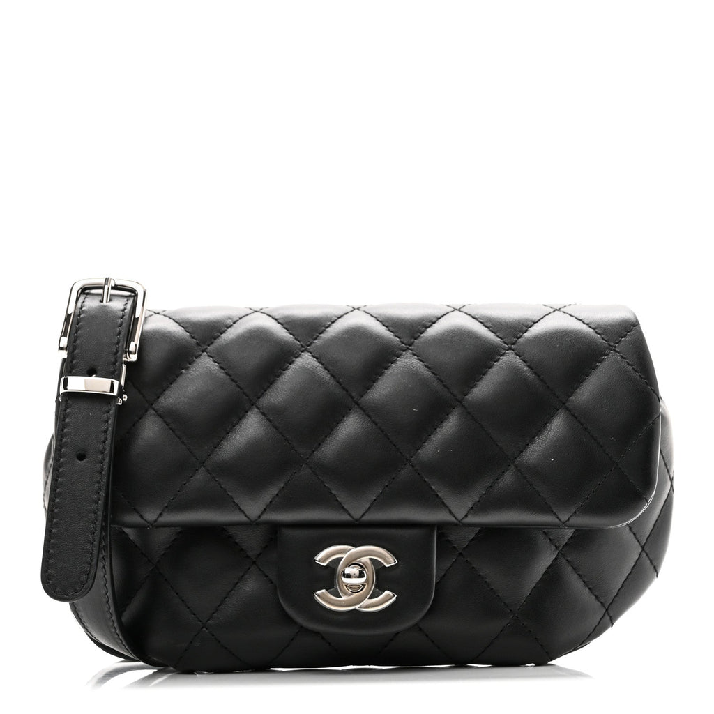 Chanel Calfskin Quilted CC Uniform Flap Belt Bag Black