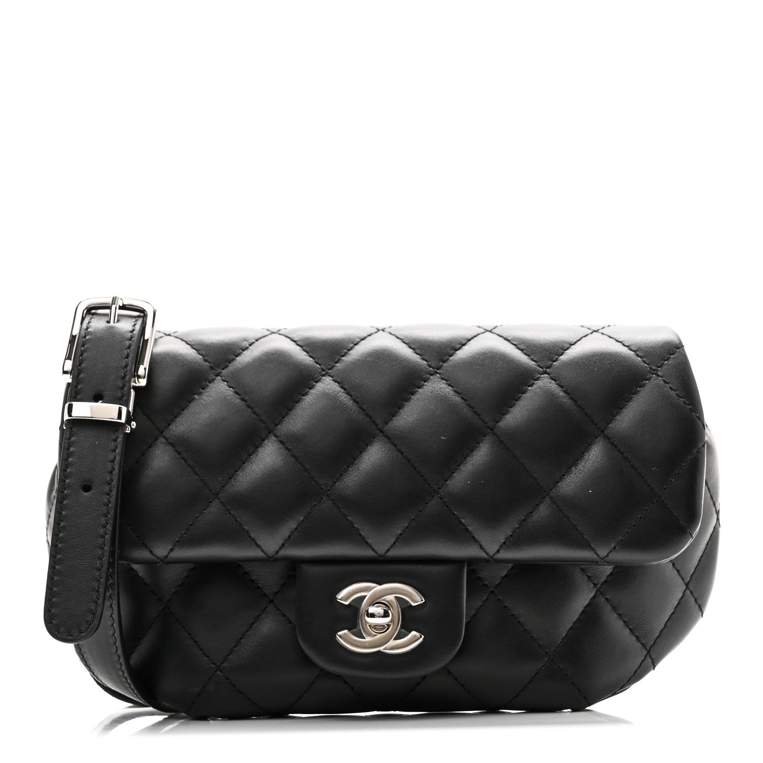 Chanel Calfskin Quilted CC Uniform Flap Belt Bag Black