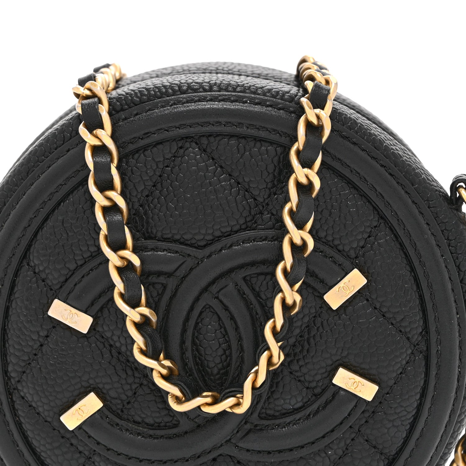 Chanel Caviar Quilted Round Filigree Crossbody Black