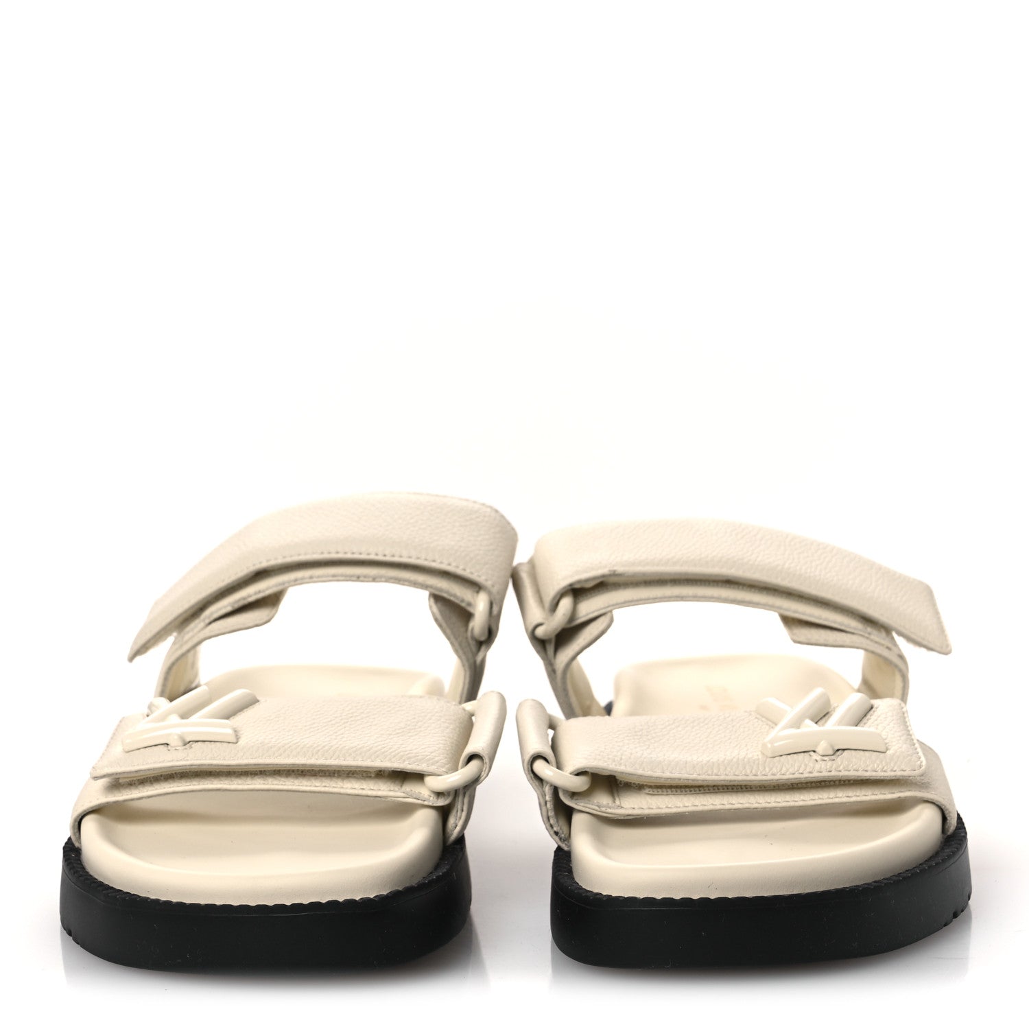 Louis Vuitton Grained Calfskin Sunset Comfort Flat Sandals 39 Light Beige