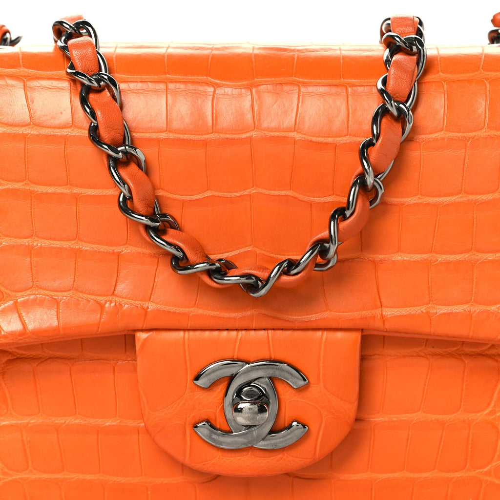 Chanel Alligator Mini Rectangular Flap Orange