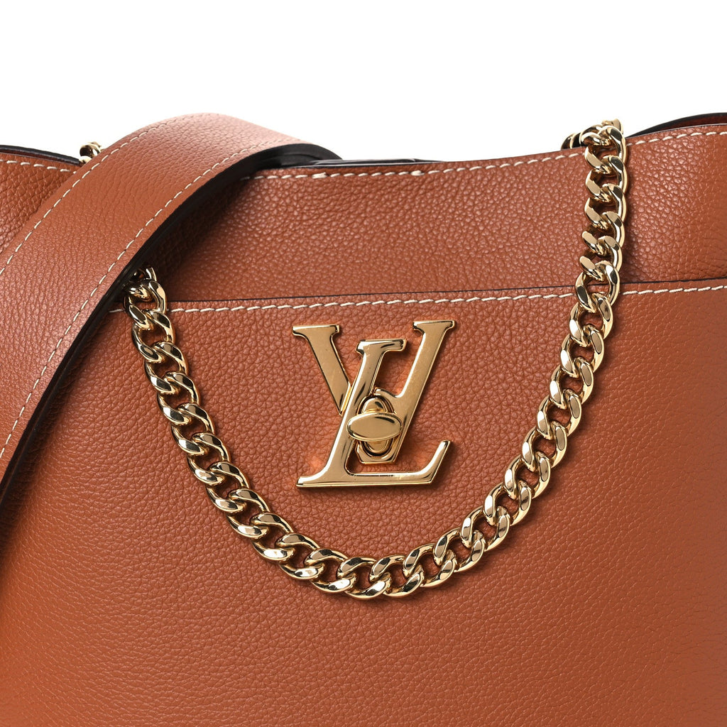 Louis Vuitton Calfskin Lock and Walk Bucket Cognac