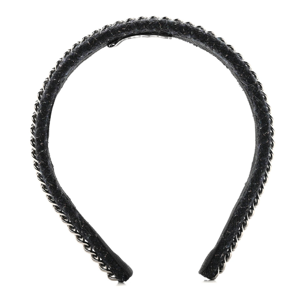 Chanel Tweed Chain Headband Black