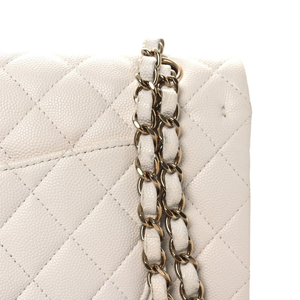 Chanel Caviar Quilted Medium Double Flap White