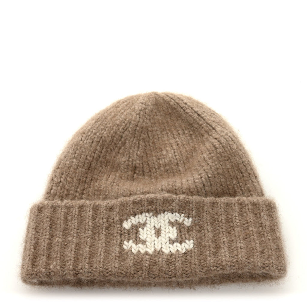 Cashmere CC Beanie Hat Beige White