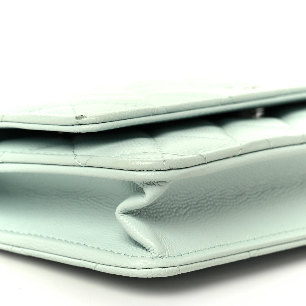 Chanel Caviar Quilted Wallet on Chain WOC Light Blue