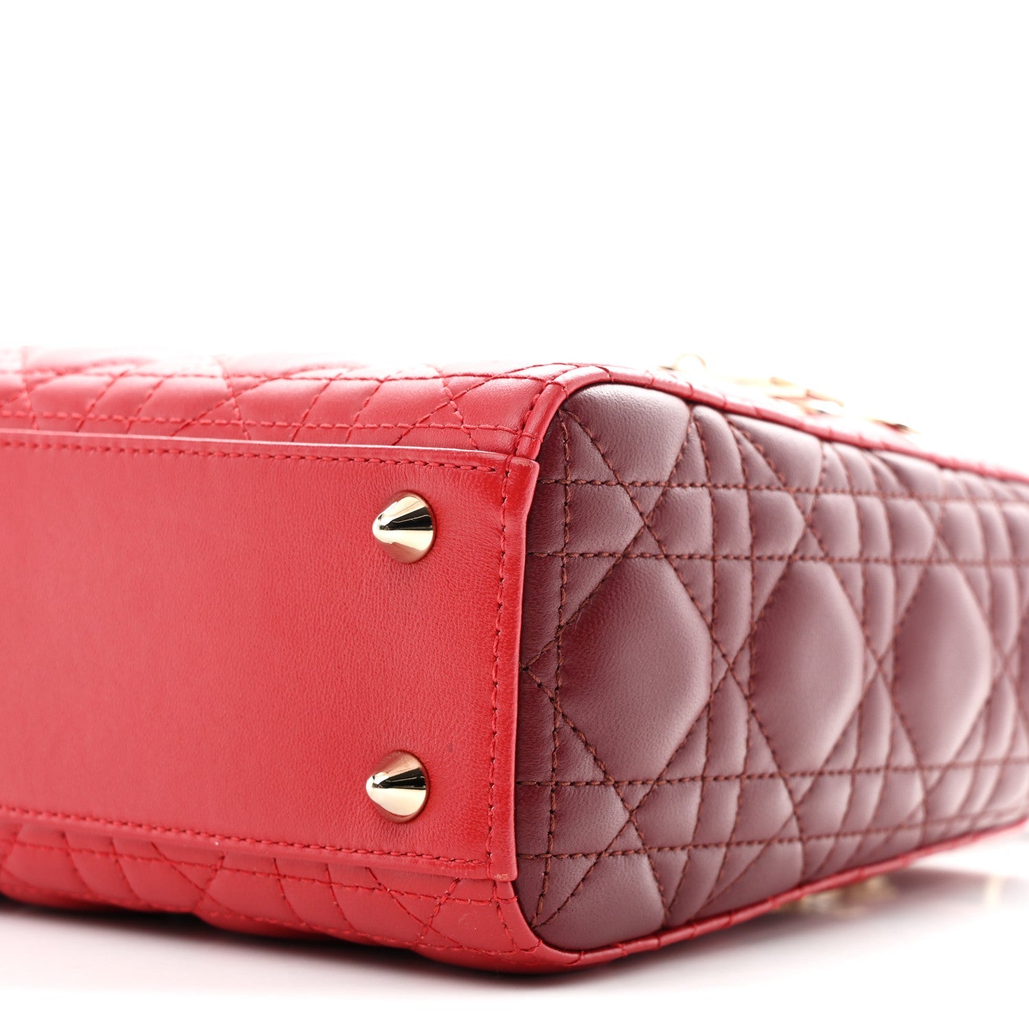 Christian Dior Lambskin Cannage Small Bi-Color Lady Dior Rouge Multicolor