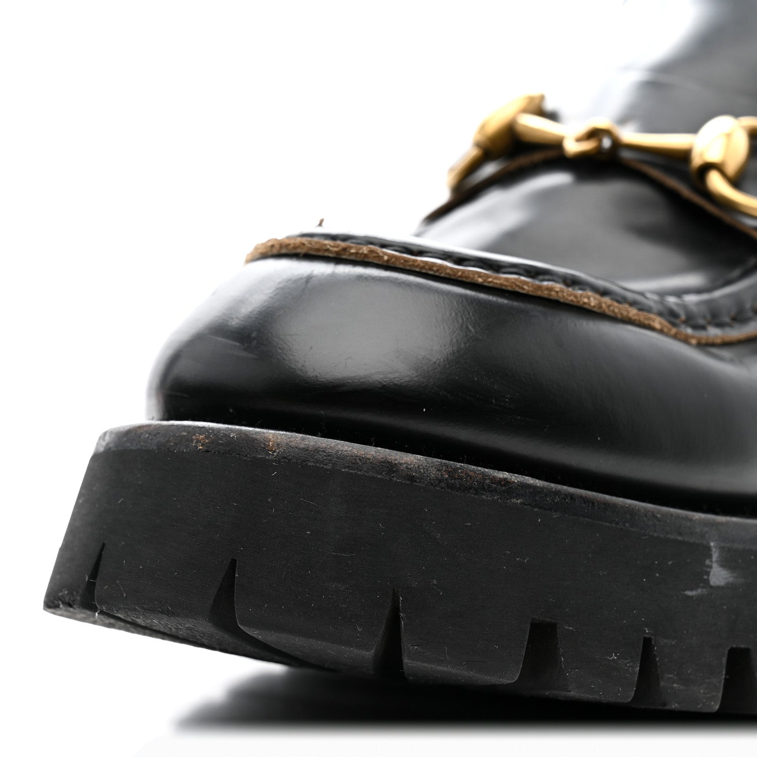 Gucci Cordovan Lux Womens Harald Horsebit 25mm Platform Loafers 38.5 Black