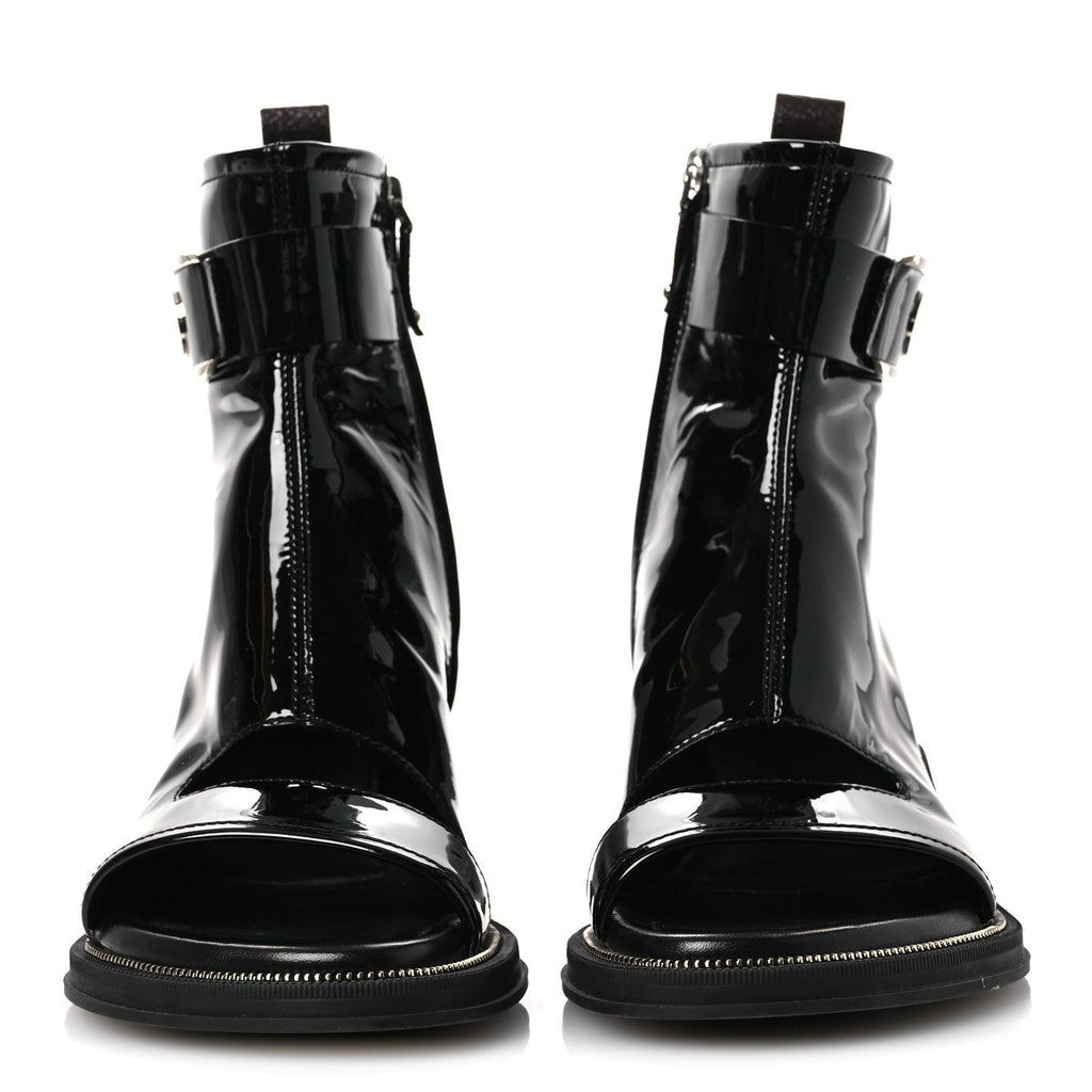 Louis Vuitton Patent Calfskin Moonlight Boots 38 Black