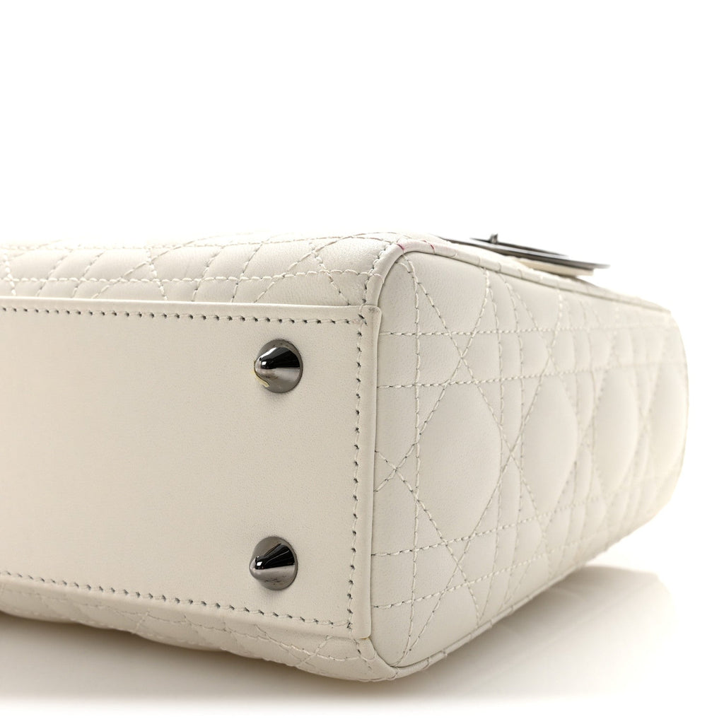 Christian Dior Lambskin Cannage Small My ABCDior Lady Dior White