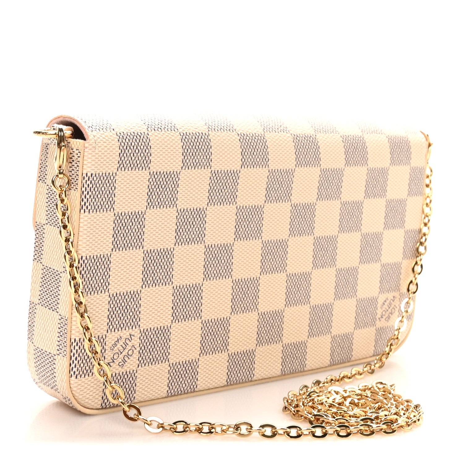 Louis Vuitton Damier Azur Pochette Felicie Chain Wallet Rose Ballerine