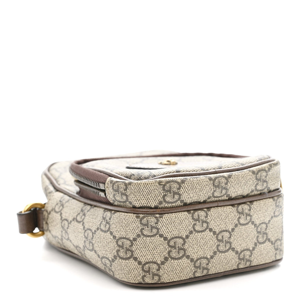 Gucci GG Supreme Monogram Mini Neo Vintage Double Zip Messenger Bag Beige New Acero Crop
