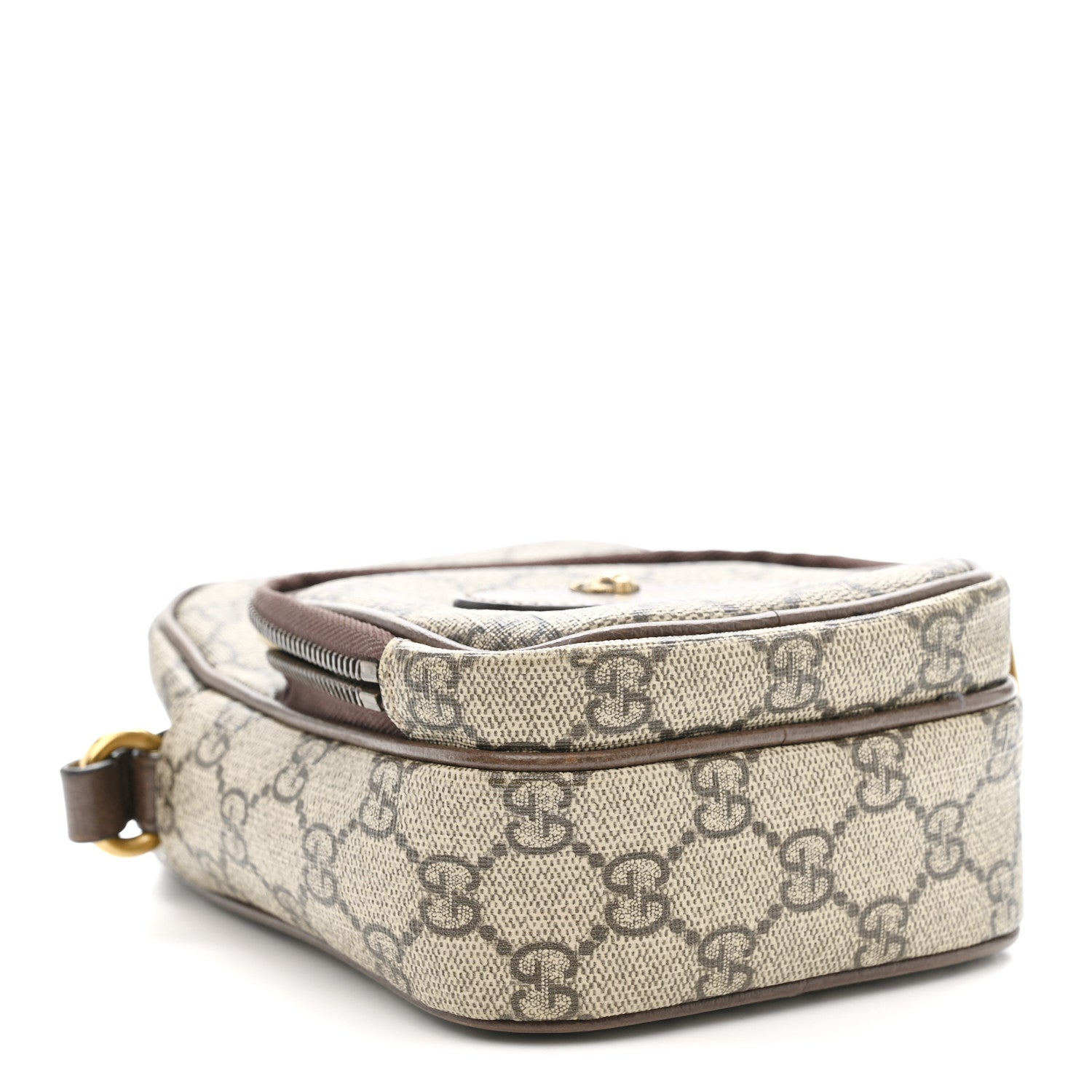 Gucci GG Supreme Monogram Mini Neo Vintage Double Zip Messenger Bag Beige New Acero Crop