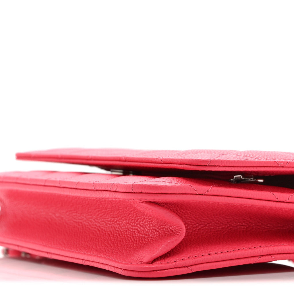 Chanel Caviar Quilted Wallet on Chain WOC Dark Pink