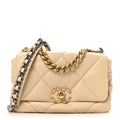 Chanel Lambskin Quilted Medium Chanel 19 Flap Beige