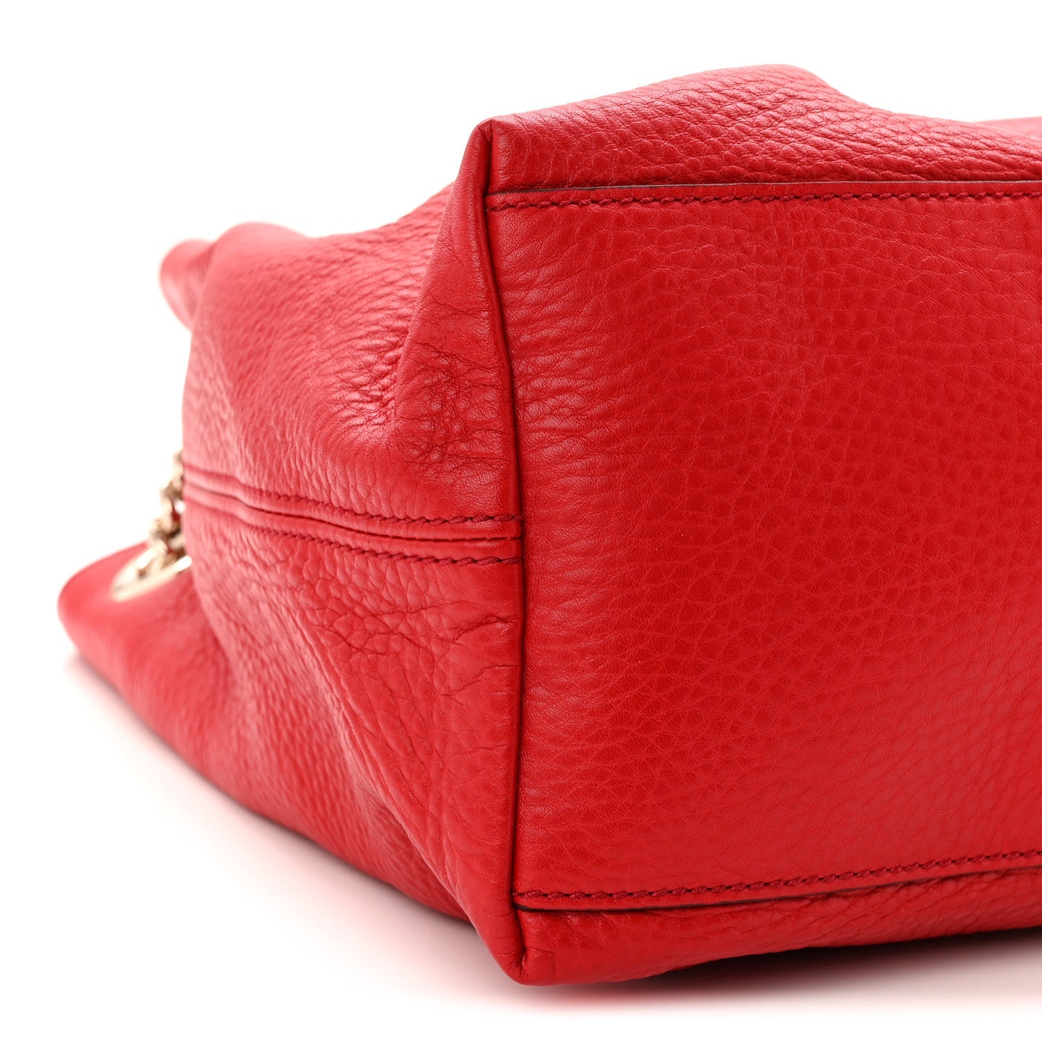 Gucci Pebbled Calfskin Medium Soho Chain Shoulder Bag Tabasco Red