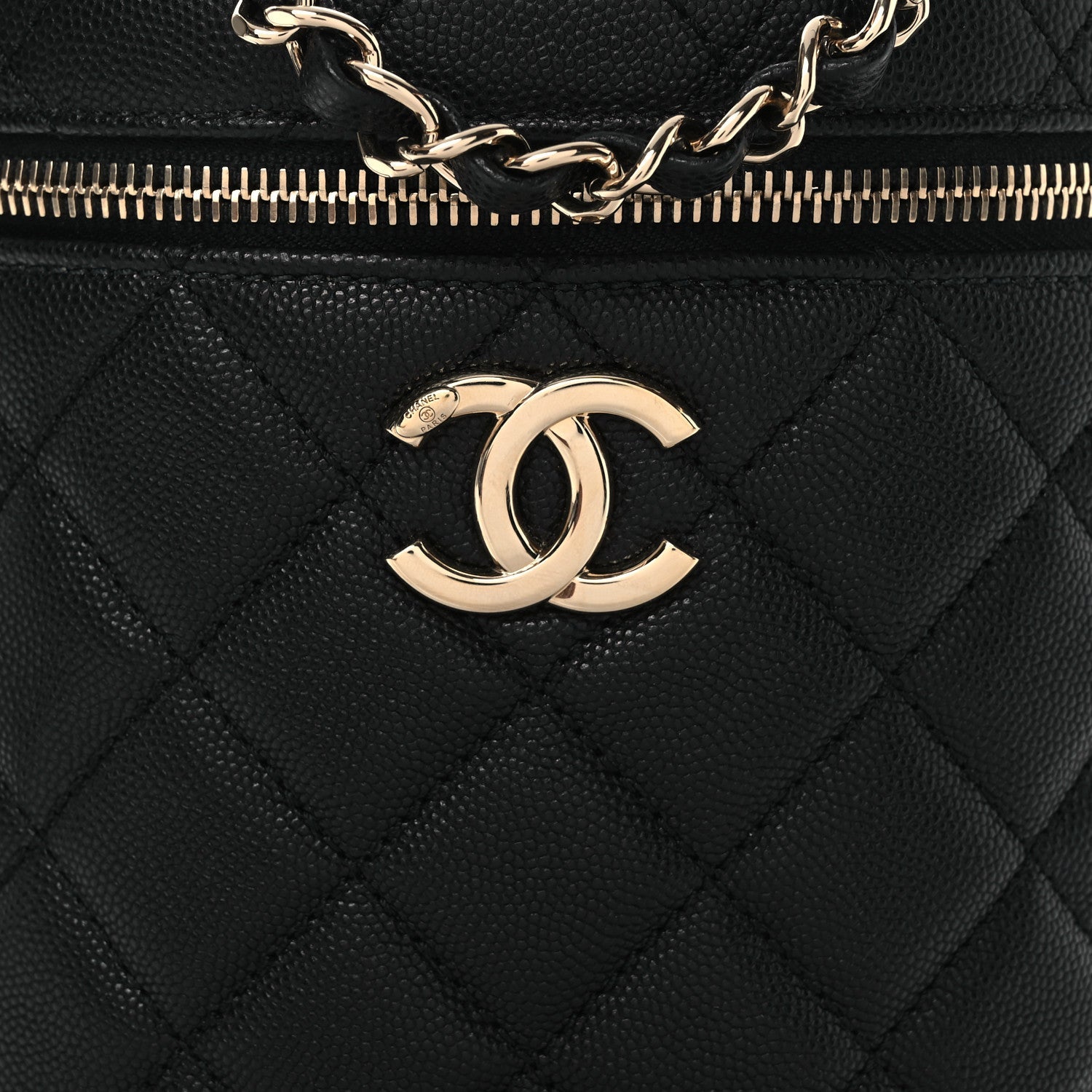 Chanel Caviar Quilted Top Handle Vanity Case Black