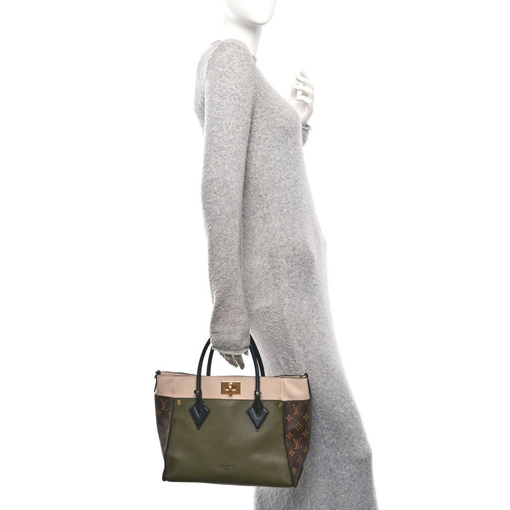 Louis Vuitton Calfskin Monogram On My Side MM Laurier Green Toffee Latte Beige