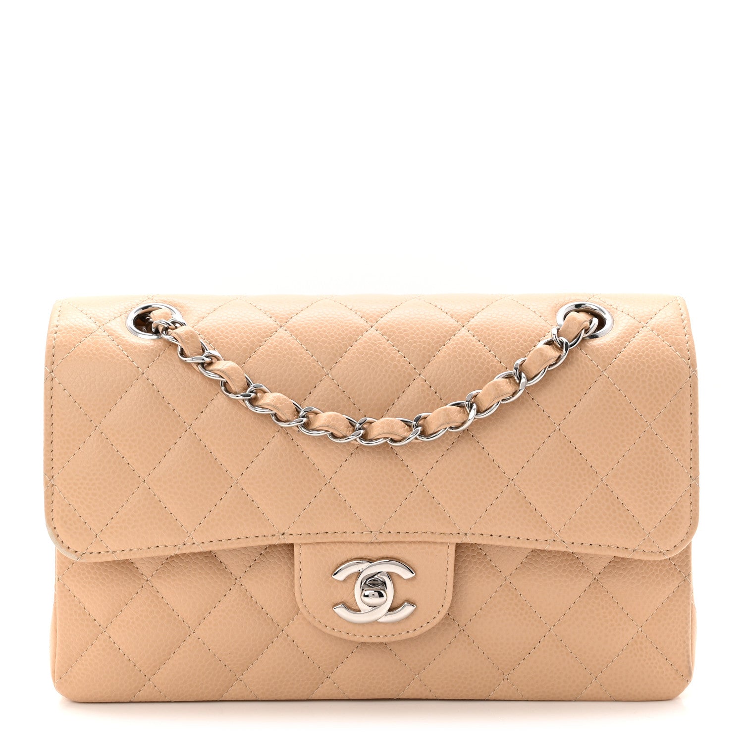 Chanel Caviar Quilted Small Double Flap Beige