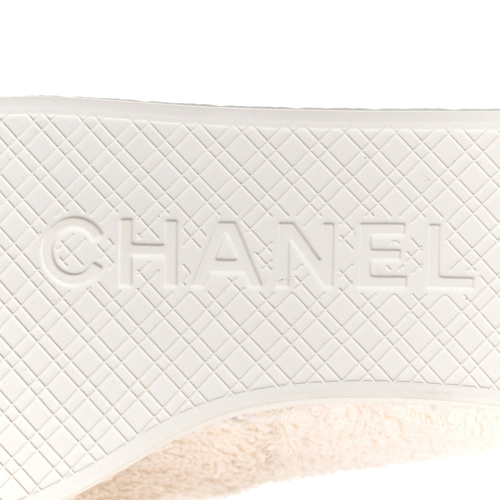 Chanel Tweed Grosgrain Patent CC Espadrilles 35 White Black