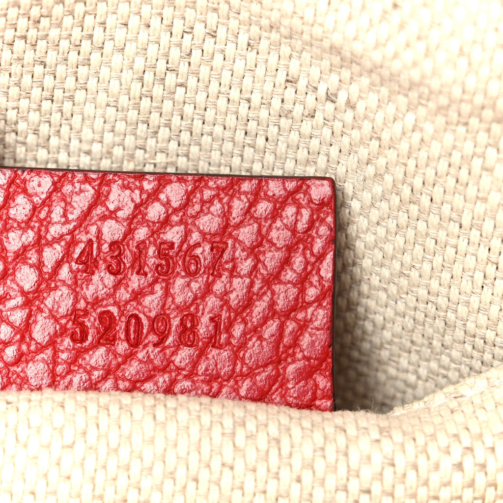 Gucci Dollar Calfskin Bi-Color Small Soho Disco Bag New Rosette Hibiscus Red