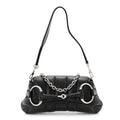 Gucci Nappa Vertical Matelasse Small Maxi Horsebit Chain Shoulder Bag Black