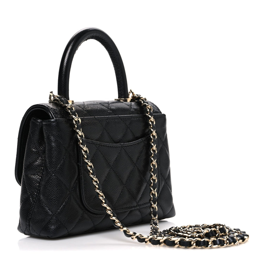 Chanel Caviar Quilted Coco Handle Clutch With Chain Black