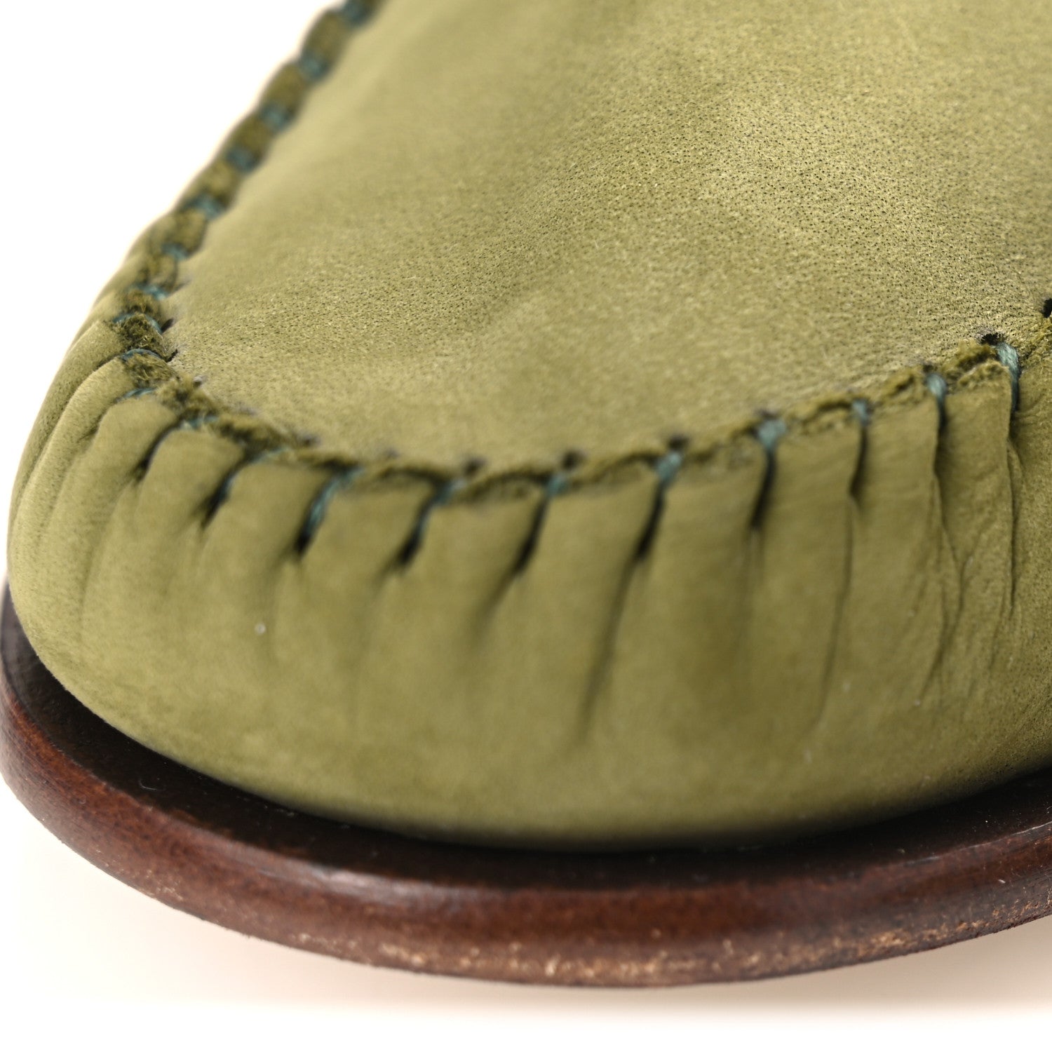 Gucci Nubuck Womens Horsebit Loafers 37 Herbs Light Green