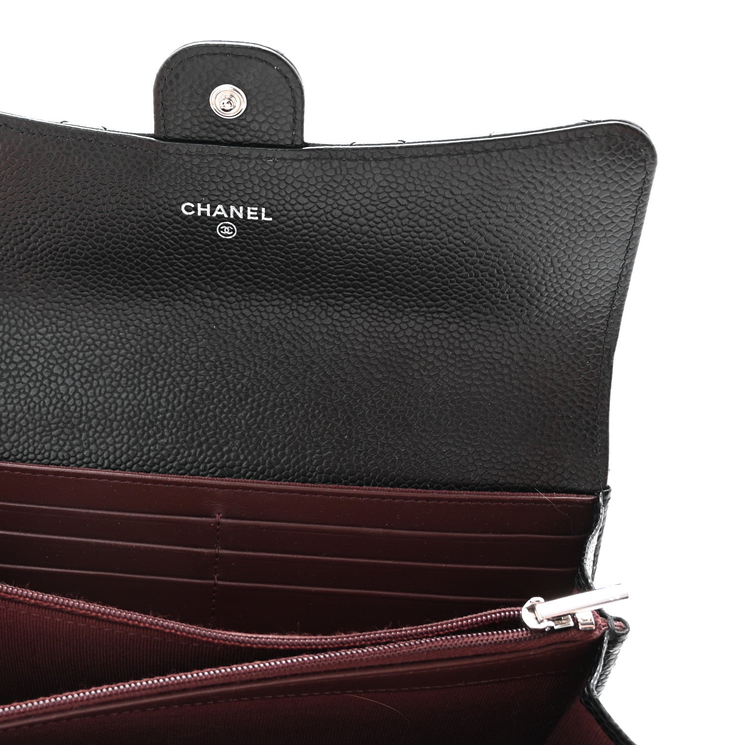Caviar Quilted Large Gusset Flap Wallet Black