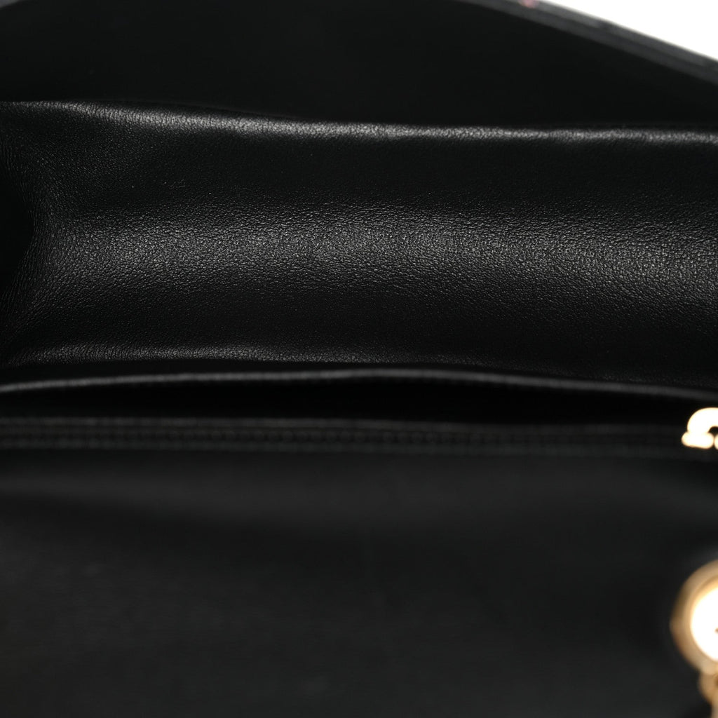 Chanel Calfskin Crocodile Embossed Graffiti 2.55 Mini Cocodile Reissue Flap Black Pink