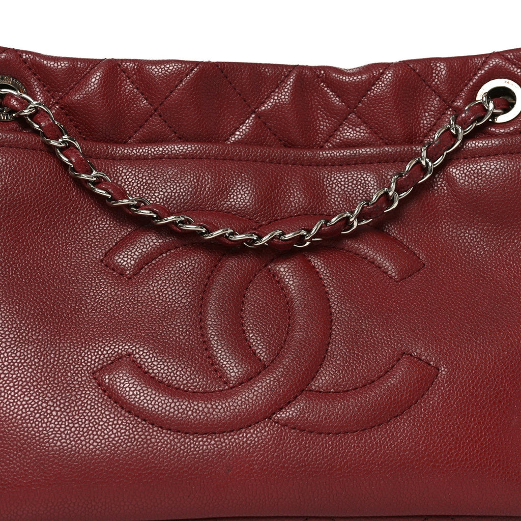 Chanel Caviar Quilted Large Timeless CC Soft Tote Dark Red