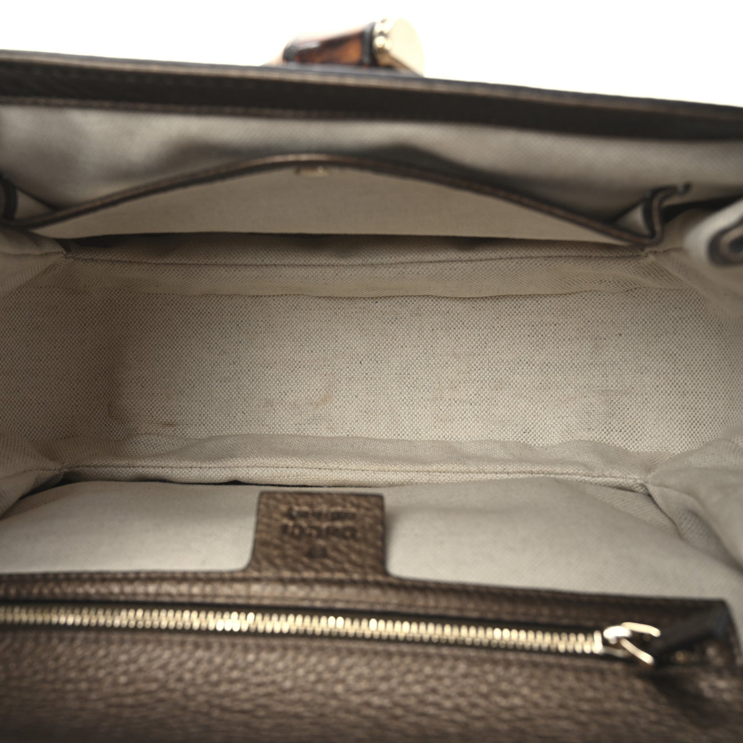 Gucci Metallic Calfskin Medium New Bamboo Top Handle Bag Bronze
