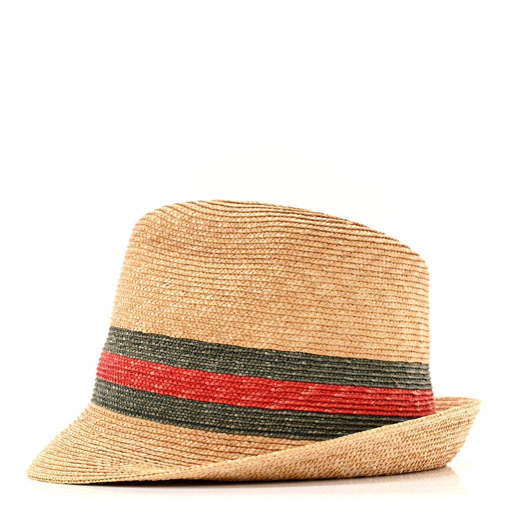 Gucci Abaca Straw Web Fedora Hat S