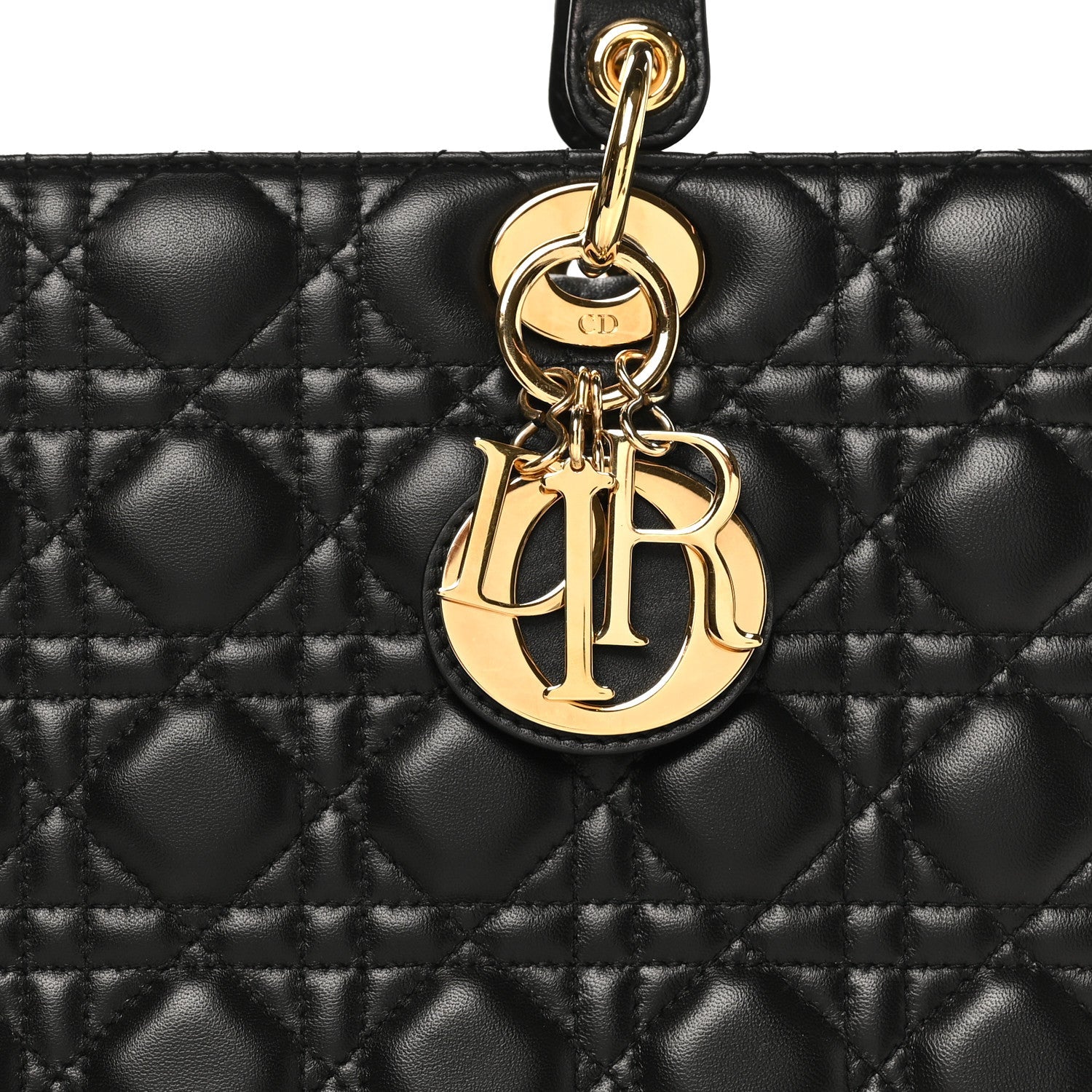 Christian Dior Lambskin Cannage Large Lady Dior Black