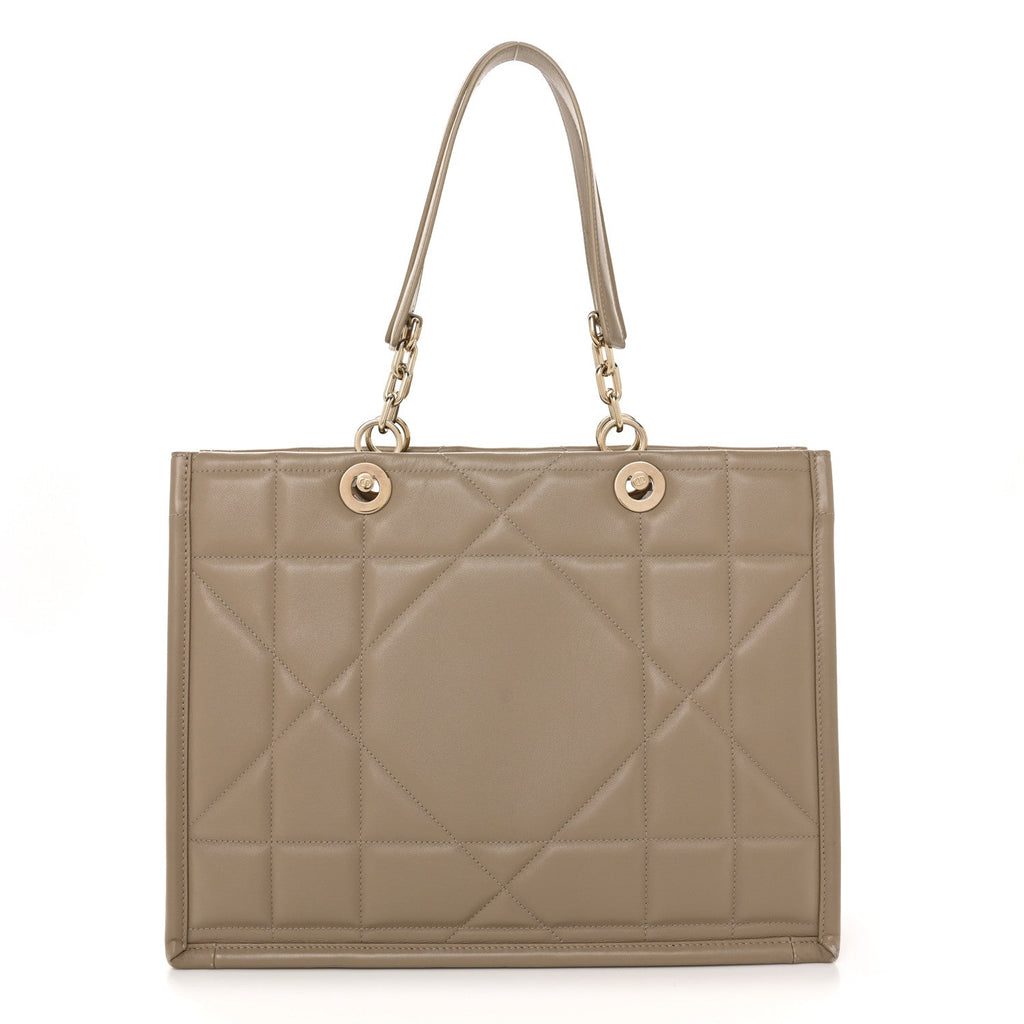 Christian Dior Calfskin Archicannage Medium Essential Tote Beige