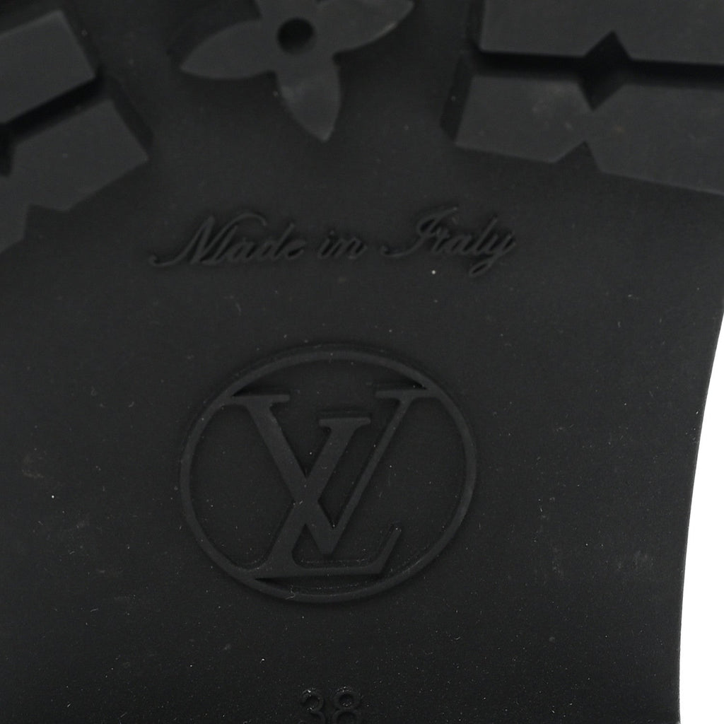 Louis Vuitton Rubber Embossed Monogram Drops Flat Half Boots 38 Black