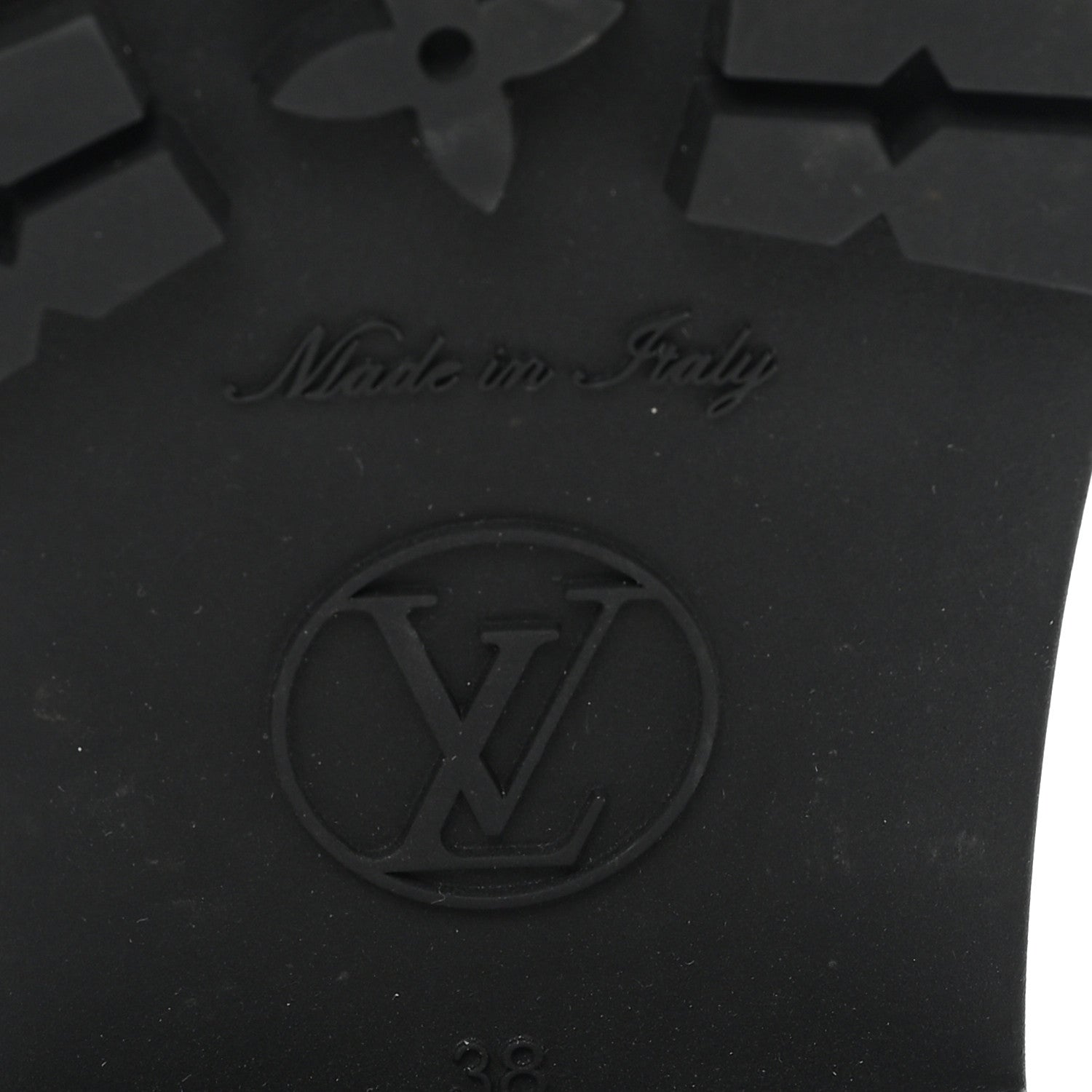 Louis Vuitton Rubber Embossed Monogram Drops Flat Half Boots 38 Black