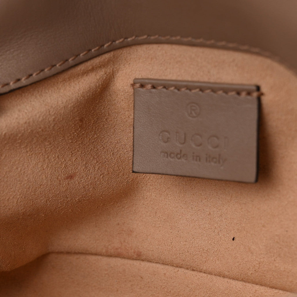 Gucci Calfskin Matelasse Super Mini GG Marmont Shoulder Bag Porcelain Rose