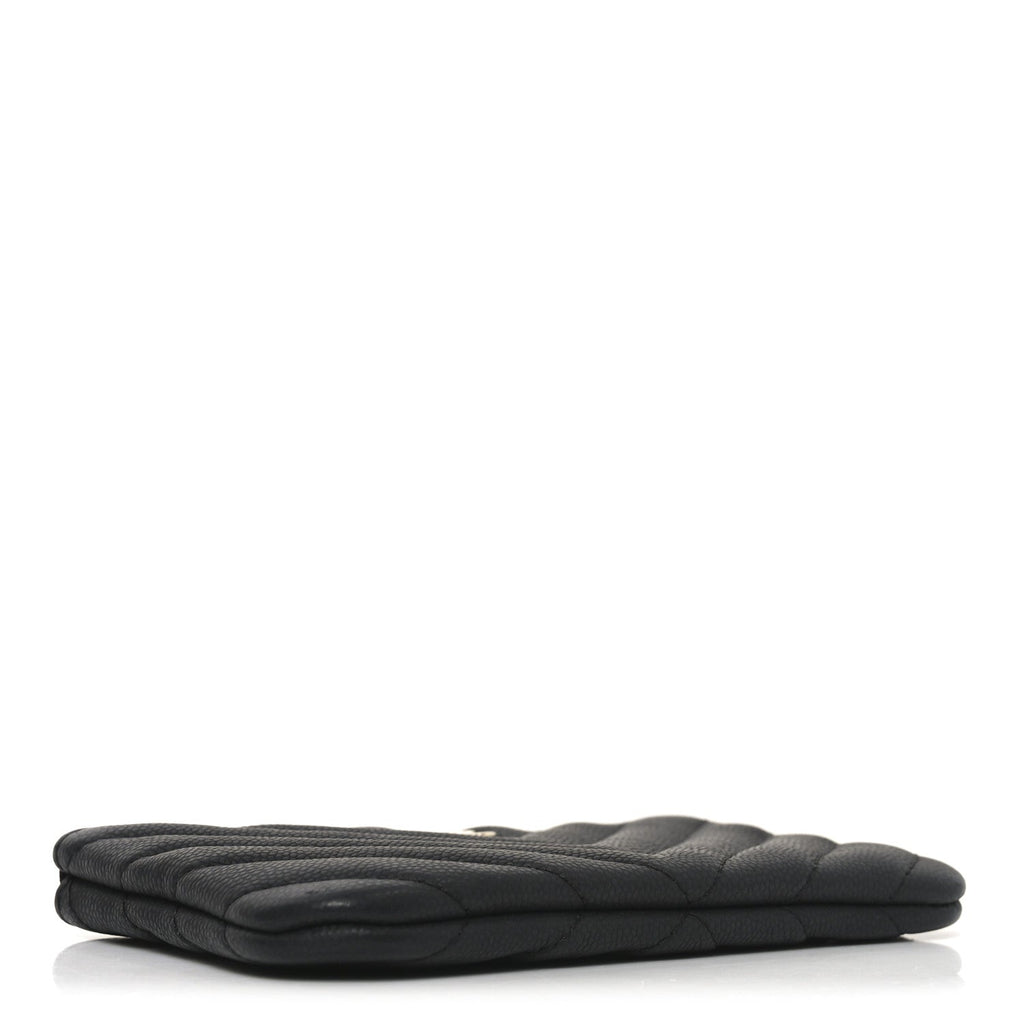 Caviar Chevron Quilted Small Cosmetic Case Black