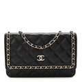 Chanel Lambskin Quilted Chain Around Wallet On Chain WOC Black