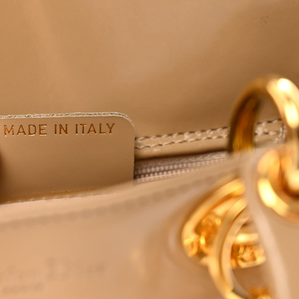 Christian Dior Patent Mini Lady Dior Beige