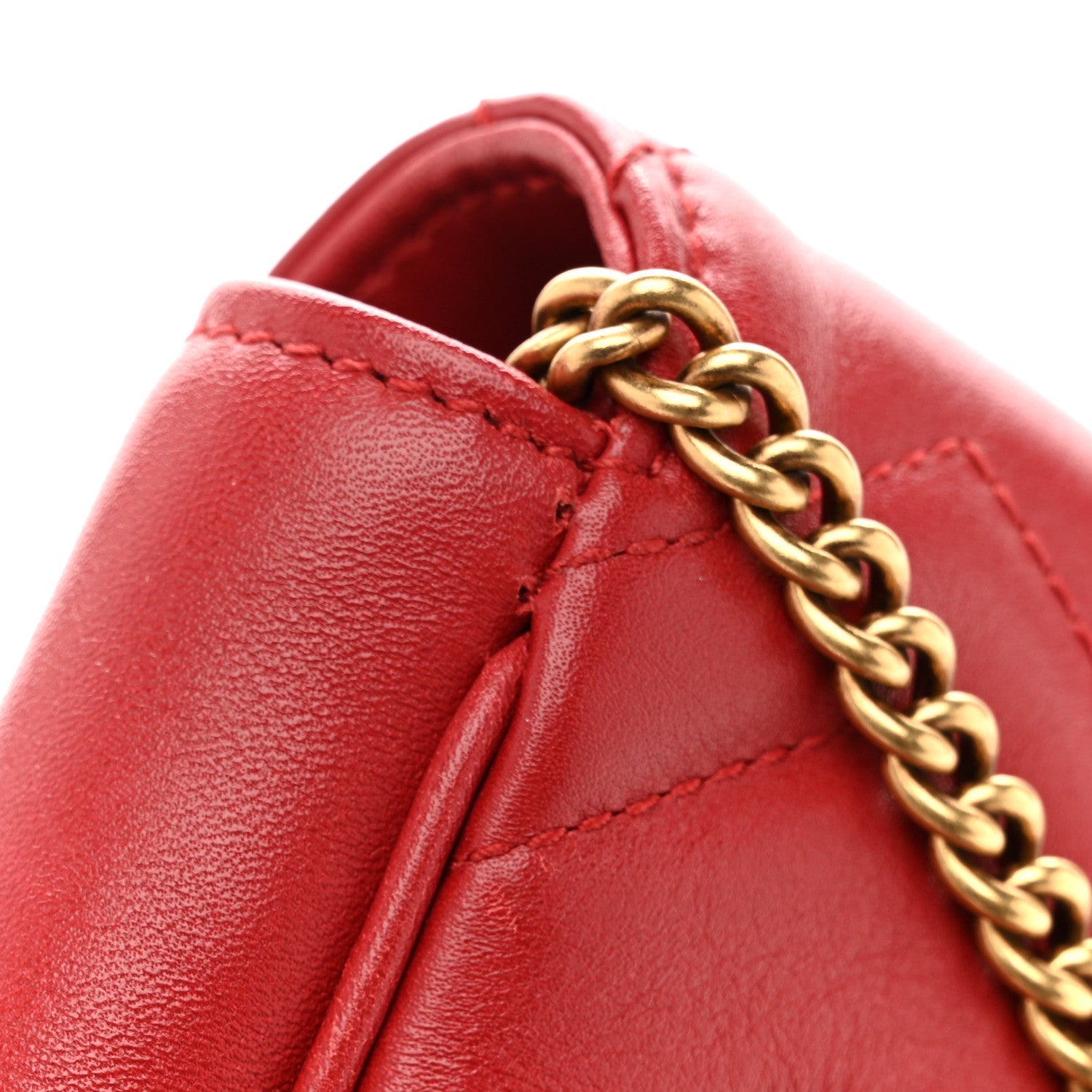 Gucci Calfskin Matelasse Super Mini GG Marmont Shoulder Bag Hibiscus Red