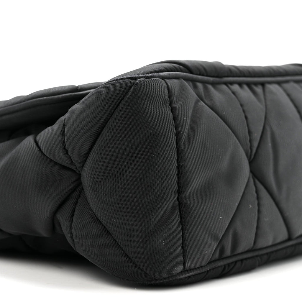 Prada Re-Nylon Quilted Padded Flap Shoulder Bag Black